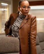 Will Trent S03 Amanda Wagner Brown Leather Blazer