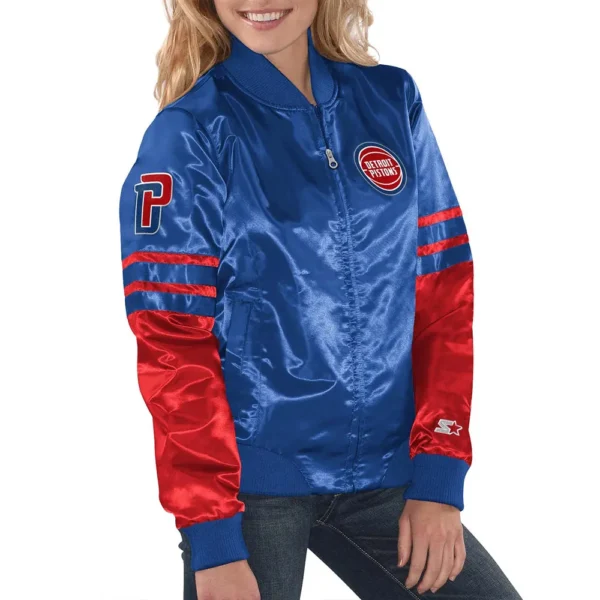 Women Detroit Pistons Red and Blue Jacket