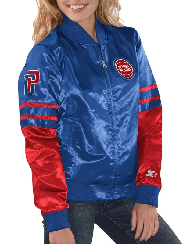 Women Detroit Pistons Red and Blue Jacket