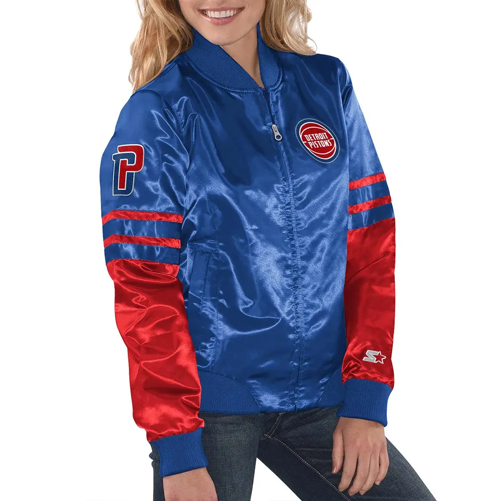 Women Detroit Pistons Red and Blue Jacket Women Detroit Pistons Red and Blue Jacket