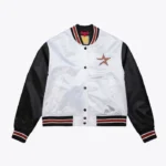 Women’s Houston Astros Cropped White and Black Satin Jacket