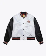 Women’s Houston Astros Cropped White and Black Satin Jacket