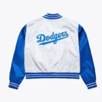 Women’s LA Dodgers Cropped White and Blue Satin Jacket