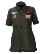 Womens Top Gun Green Cotton Flight Airforce Uniform Dress