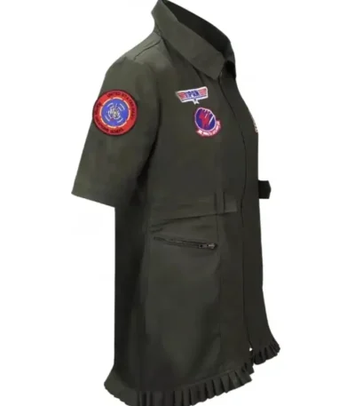 Womens Top Gun Green Cotton Flight Airforce Uniform Dress