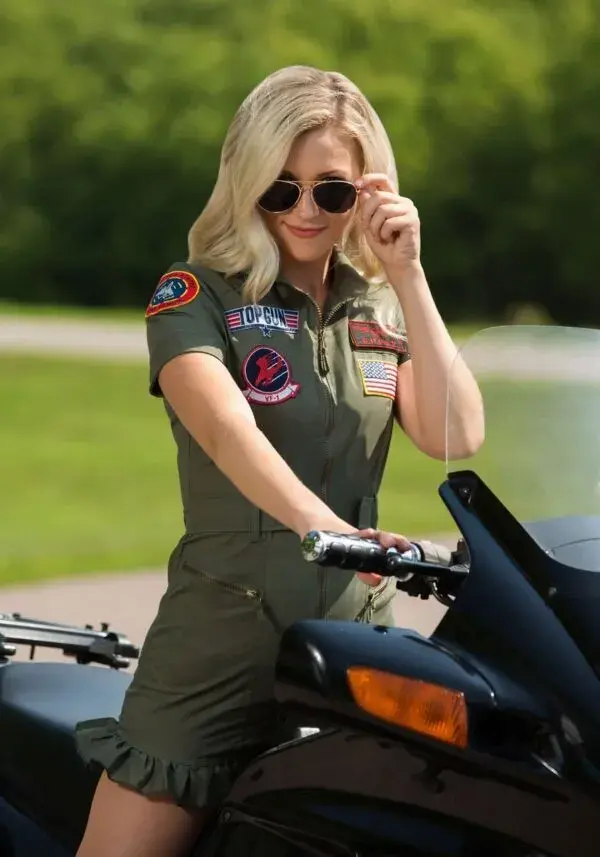 Womens Top Gun Green Cotton Flight Airforce Uniform Dress Womens Top Gun Green Cotton Flight Airforce Uniform Dress
