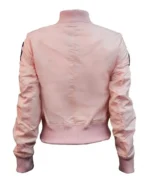 Women’s Top Gun MA-1 Baby Pink Cropped Satin Bomber Jacket