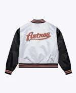 Women’s Houston Astros Cropped White and Black Satin Jacket