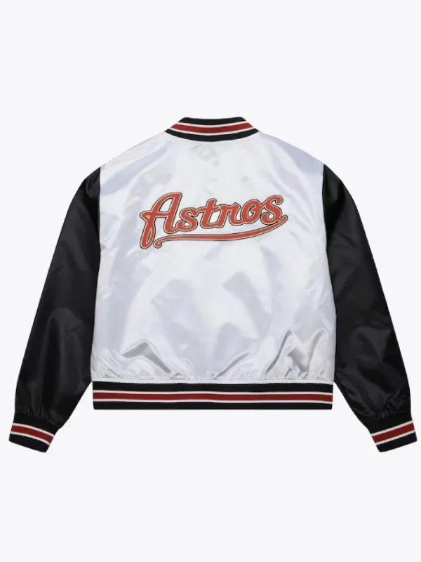 Women’s Houston Astros Cropped White and Black Satin Jacket