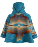 Womens Yellowstone Beth Dutton Turquoise Blue Hooded Wool Coat