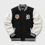 Wordmark Detroit Tigers Black and White Varsity Jacket