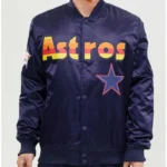 Wordmark Houston Astros Blue Satin Jacket