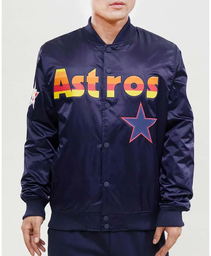 Wordmark Houston Astros Blue Satin Jacket Wordmark Houston Astros Blue Satin Jacket