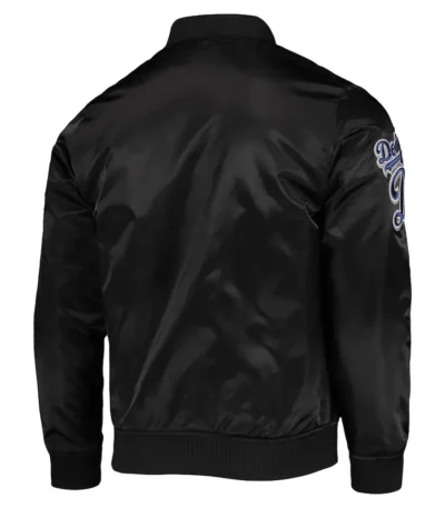 Wordmark LA Dodgers Black Satin Jacket