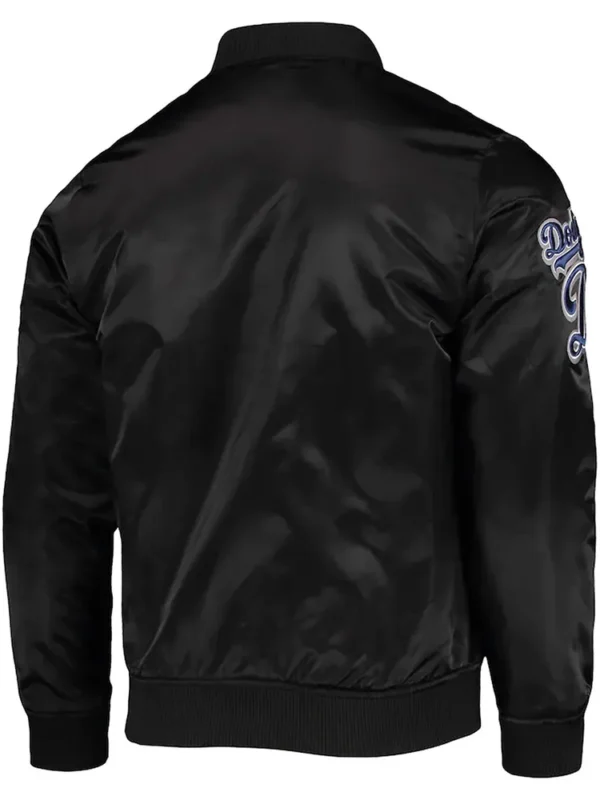 Wordmark LA Dodgers Black Satin Jacket