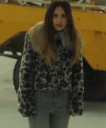 Wynonna Earp Waverly Leopard Grey Fur Jacket