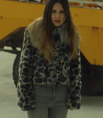 Wynonna Earp Waverly Leopard Grey Fur Jacket