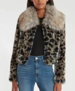 Wynonna Earp Waverly Leopard Grey Fur Jacket