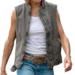 Yellowstone Jen Landon Grey Shearling Denim Vest