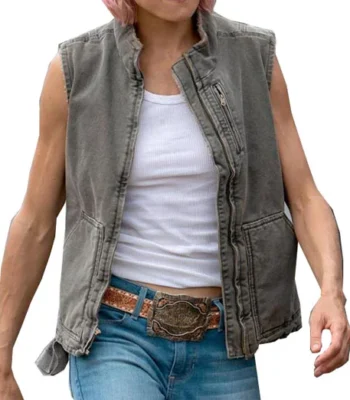 Yellowstone Jen Landon Grey Shearling Denim Vest