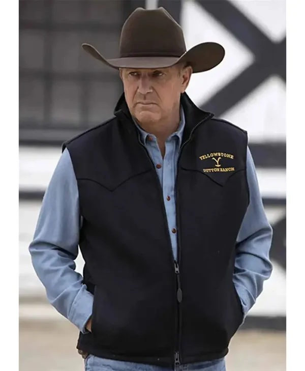 Yellowstone John Dutton Mens Wool Black Vest