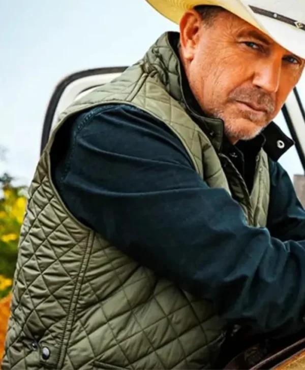 Yellowstone John Dutton Mens Green Quilted Parachute Vest