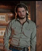 Yellowstone Kayce Dutton Mens Shirt Style Beige Cotton Jacket