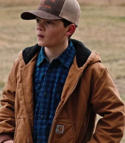 Yellowstone S04 Tate Dutton Brown Hooded Bomber Jacket
