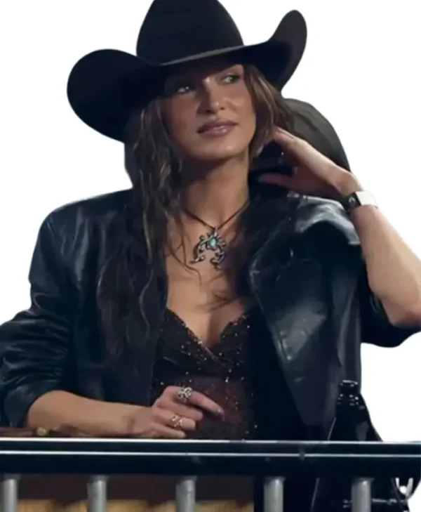 Yellowstone S05 Bella Hadid Black Leather Jacket
