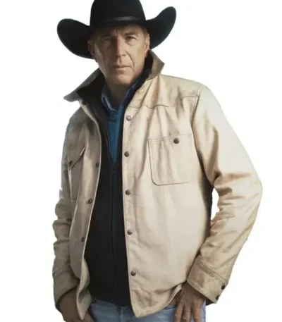 Yellowstone S05 John Dutton Cream White Cotton Jacket
