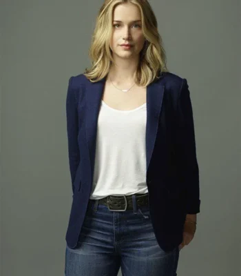 You Elizabeth Lail Navy Blue Blazer