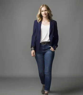 You Elizabeth Lail Navy Blue Blazer