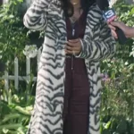 You S03 Sherry White Tiger Print Long Trench Coat