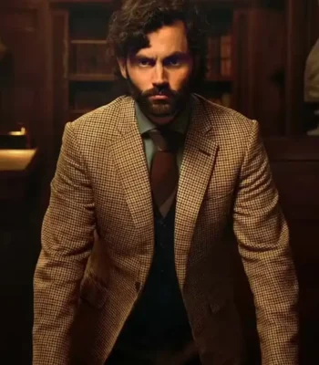 You S04 Penn Badgley Checkered Blazer