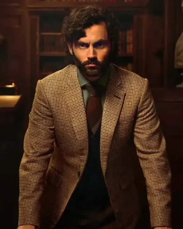 You S04 Penn Badgley Checkered Blazer