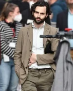 You S04 Penn Badgley Grey Blazer
