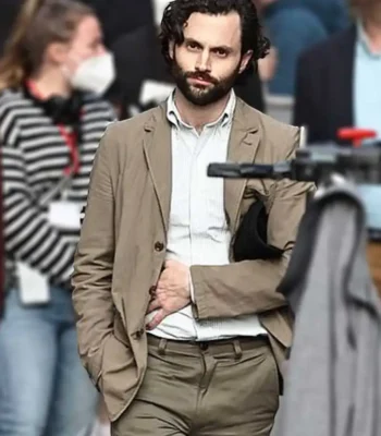 You S04 Penn Badgley Grey Blazer