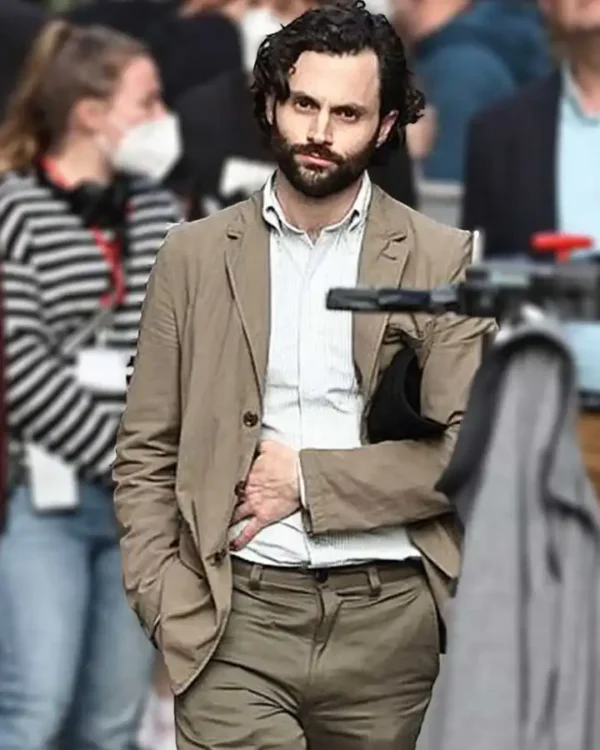 You S04 Penn Badgley Grey Blazer