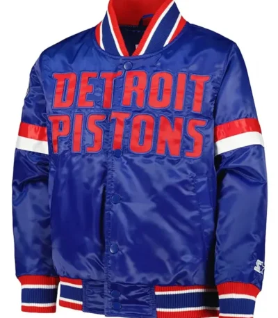 Youth Home Detroit Pistons Game Blue Satin Jacket