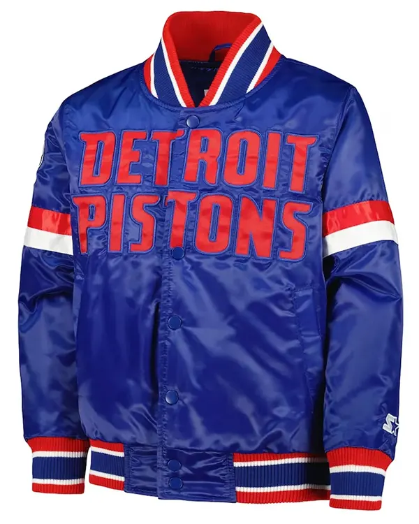 Youth Home Detroit Pistons Game Blue Satin Jacket Youth Home Detroit Pistons Game Blue Satin Jacket