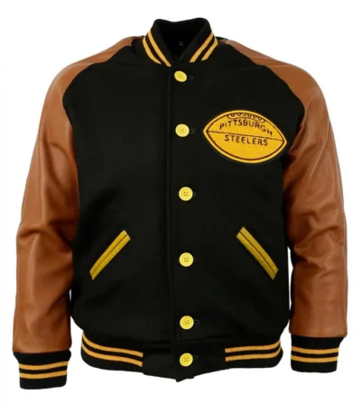 1955 Pittsburgh Steelers Varsity Brown and Black Jacket