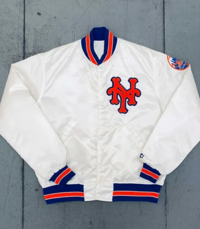1980s NY Mets White Bomber Jacket