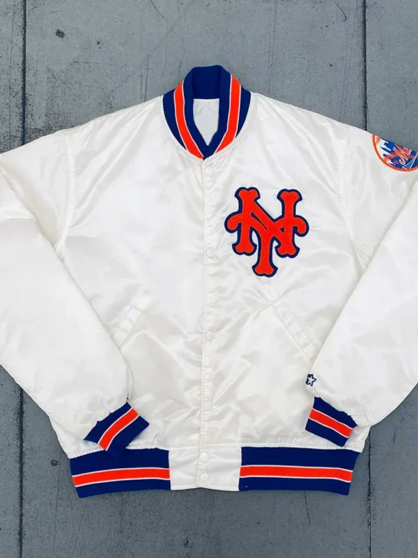 1980s NY Mets White Bomber Jacket