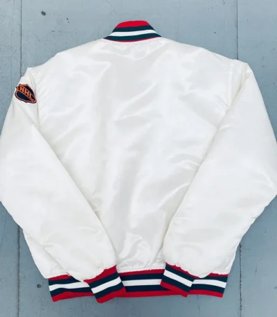 1980s New Jersey Devils White Bomber Jacket