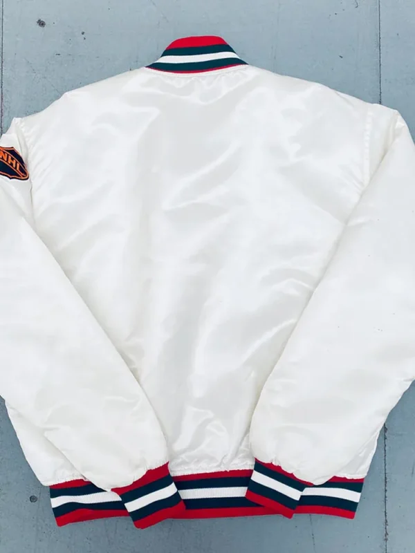 1980s New Jersey Devils White Bomber Jacket