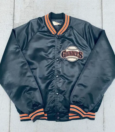 1990s San Francisco Giants Spellout Navy Satin Jacket