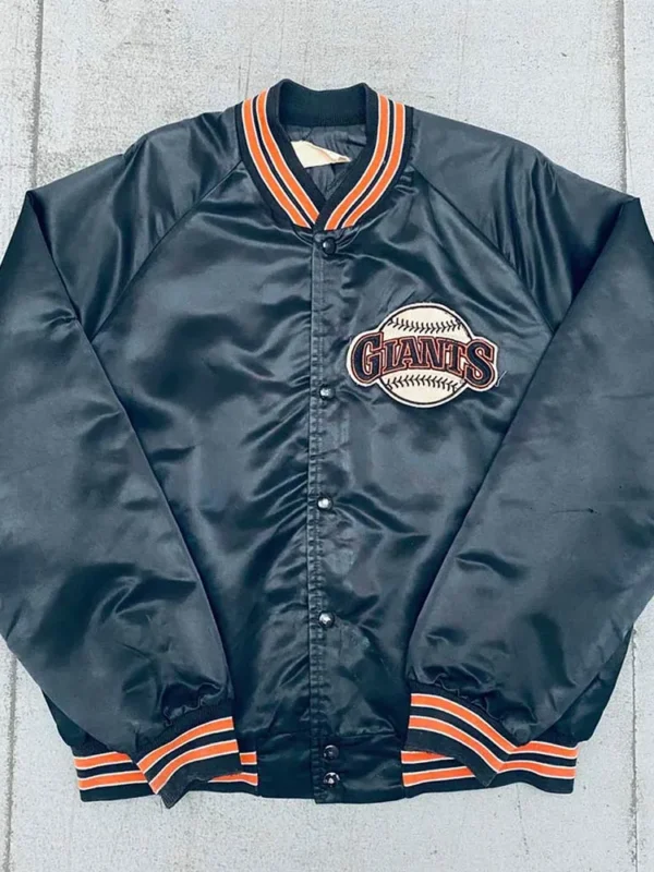 1990s San Francisco Giants Spellout Navy Satin Jacket