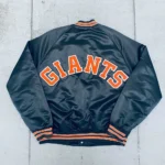 1990s San Francisco Giants Spellout Navy Satin Jacket