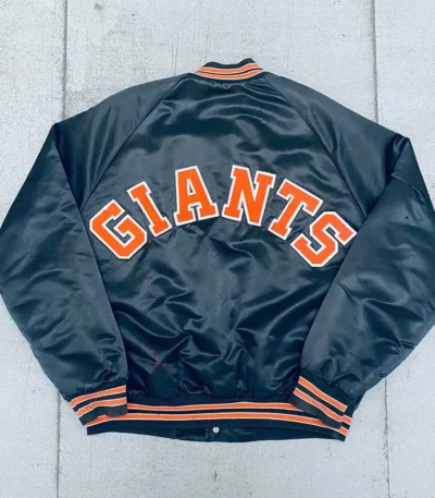 1990s San Francisco Giants Spellout Navy Satin Jacket