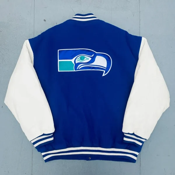 1990s Seattle Seahawks Royal and White Varsity Jacket